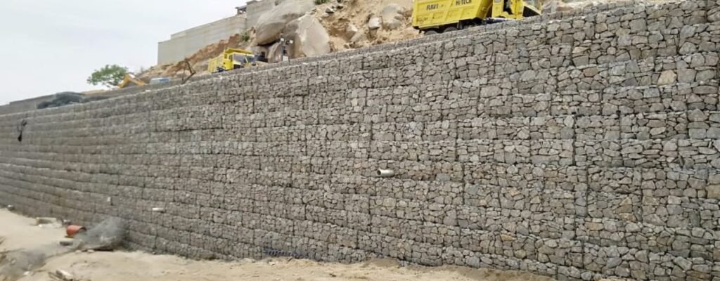 How Gabion Walls Protect Roads and Highways During India's Monsoon Season 2 Gabion wall built with stone-filled wire mesh baskets