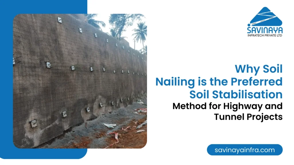 Soil nailing wall providing slope support for infrastructure works