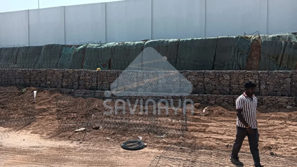 How Gabion Walls Protect Roads and Highways During India's Monsoon Season 1 Gabion wall constructed for rode protection at project site